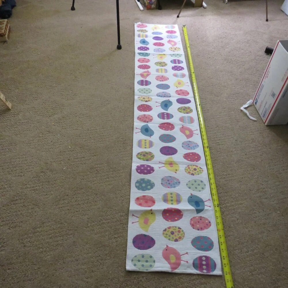 Easter Spring White with Eggs Chicks 13x72 in 6 ft Table Runner